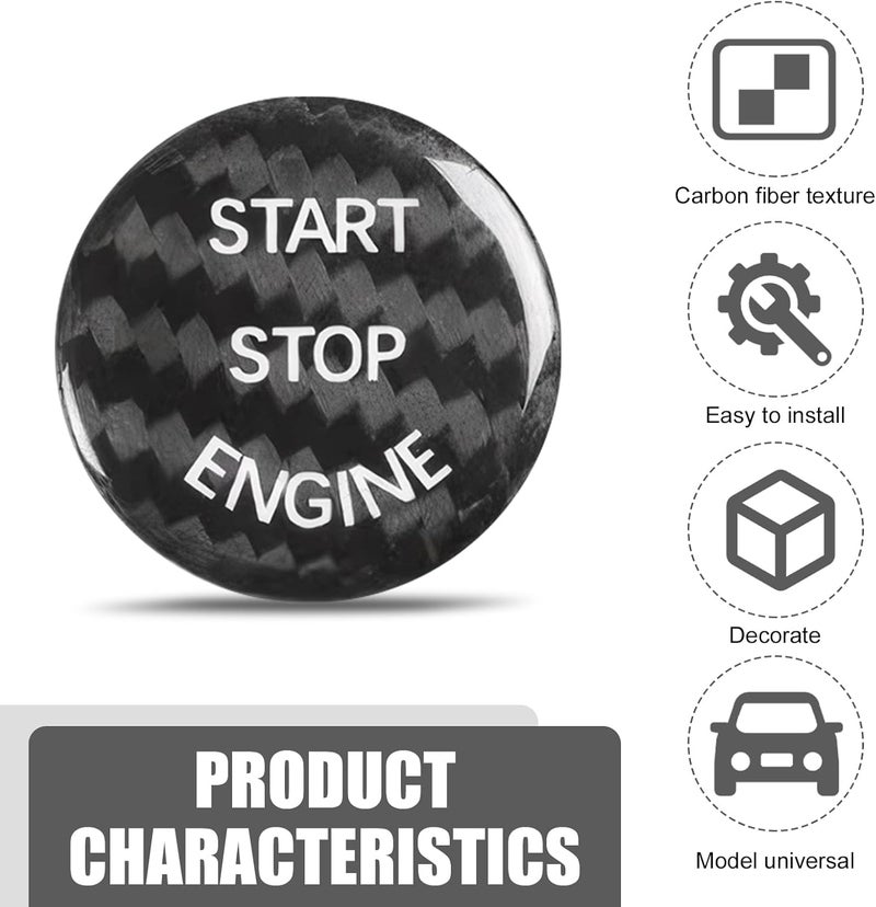 Arwrilt Car Push Start Button Cover, Carbon Fiber Engine Start Button Cover, Start Stop Button Cover Sticker, Car Interior Decoration Accessories, Universal for Most Cars (Carbon Fiber Black) - Image 4
